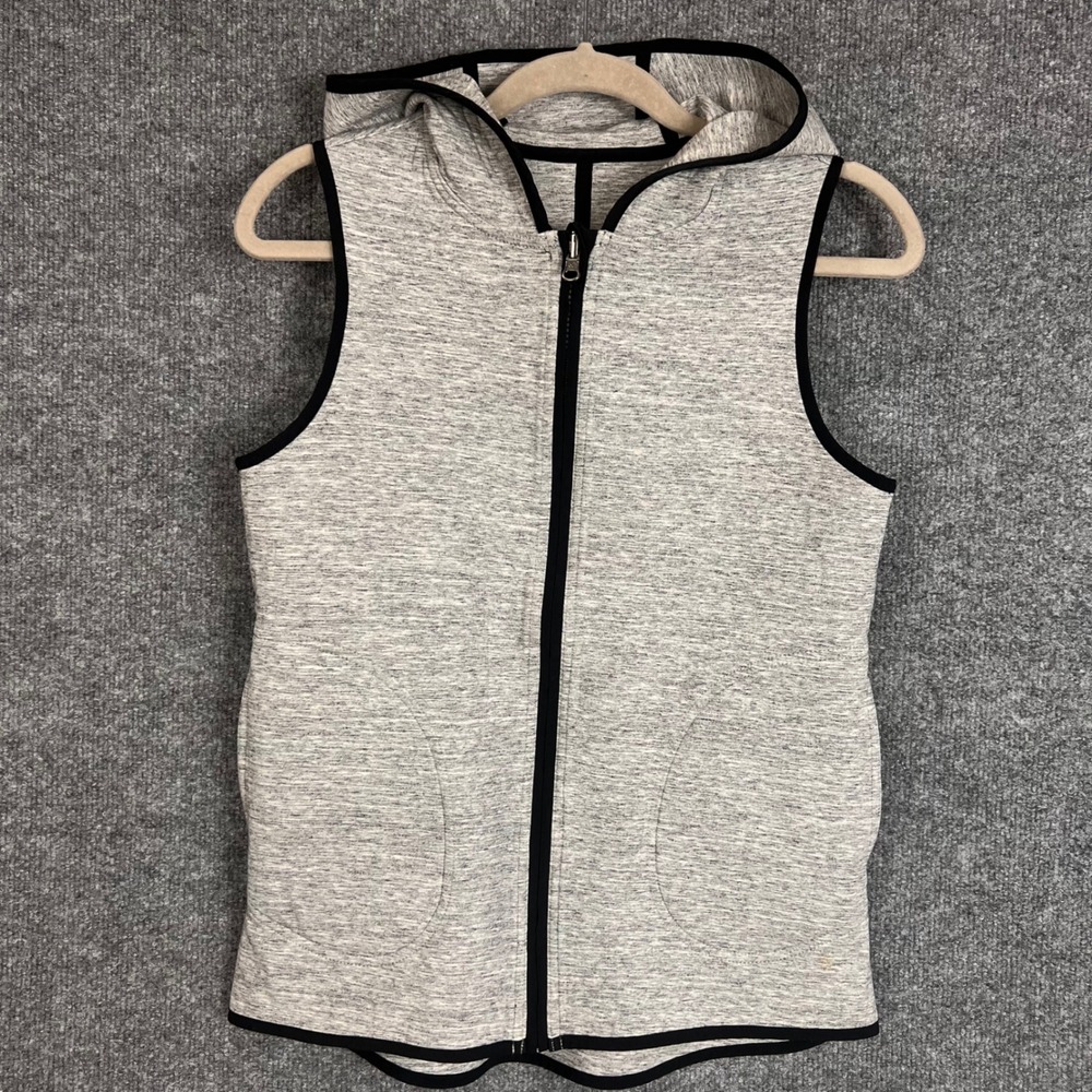 Lululemon Scuba Vest Womens 4 Grey Fair Zip Up Hooded Heathered Space Dye